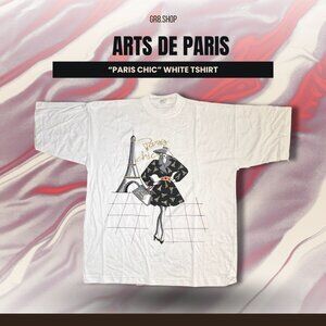 Arts De Paris "Paris Chic" White T-Shirt XXL Graphic Eiffel Tower & Fashion Desi